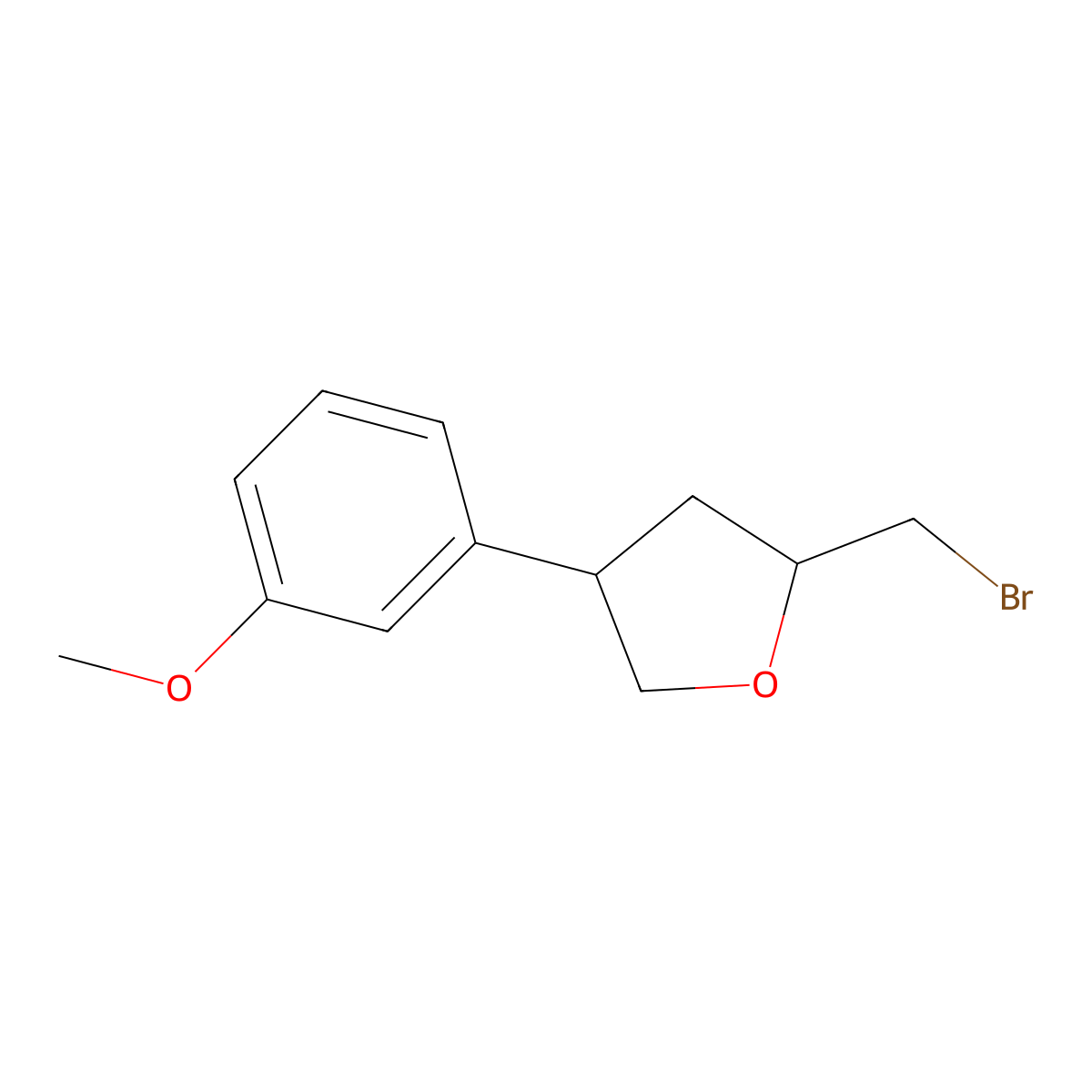 (2R,4R)-2-(Bromomethyl)-4-(3-methoxyphenyl)oxolane molecular structure, CAS 2059909-49-6
