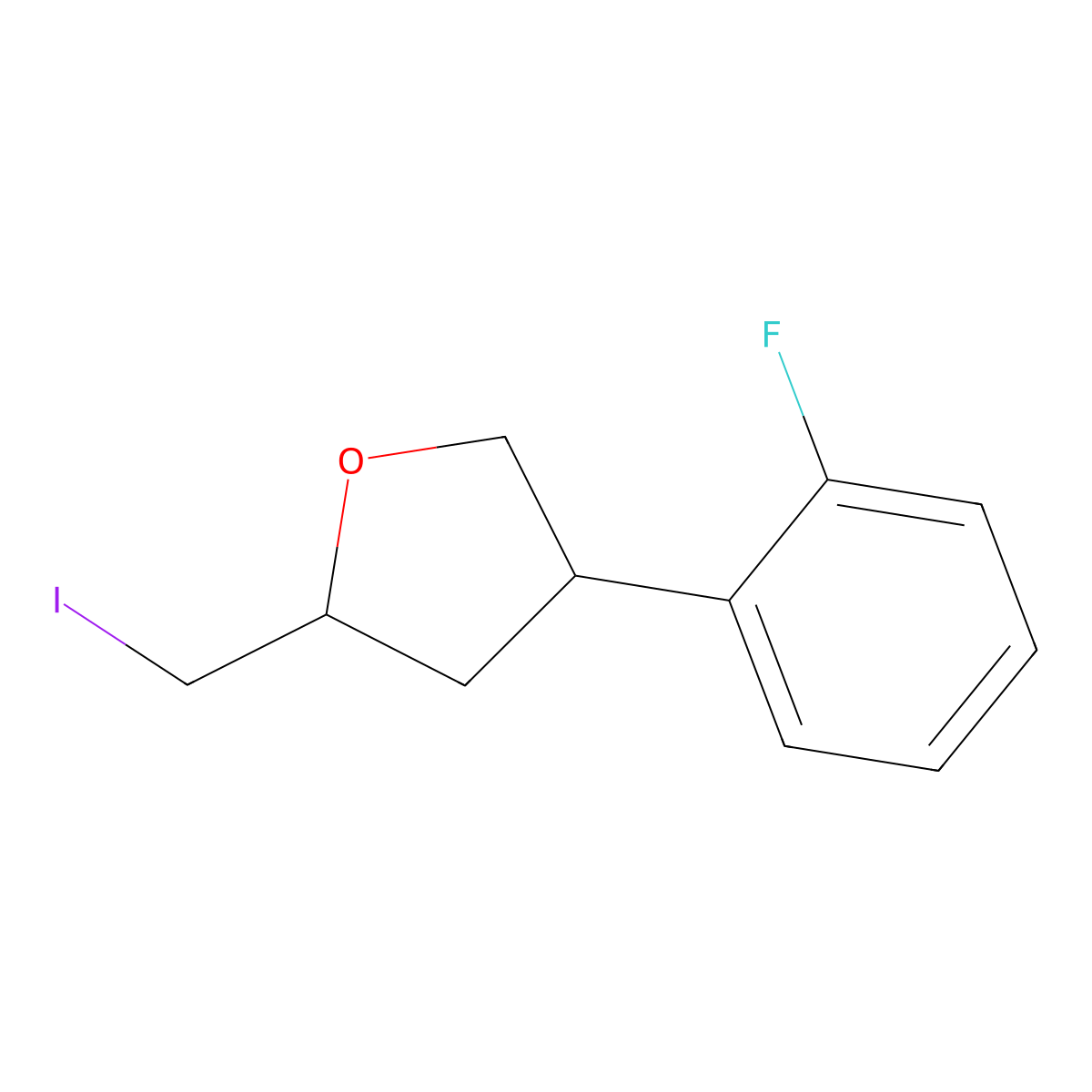 (2R,4R)-4-(2-Fluorophenyl)-2-(iodomethyl)oxolane molecular structure, CAS 2059909-63-4