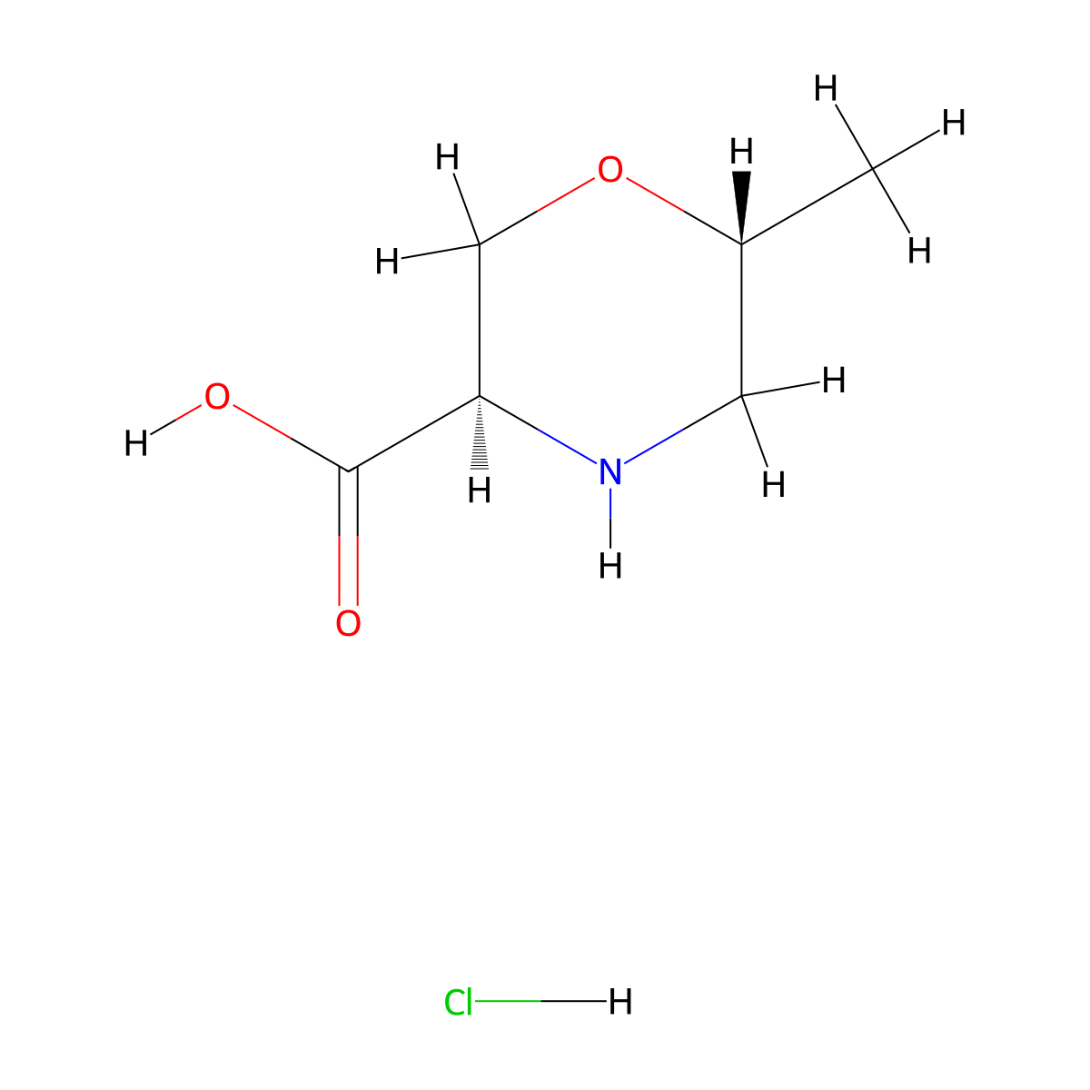 rac-(3R,6R)-6-methylmorpholine-3-carboxylic acid hydrochloride molecular structure, CAS 2059909-93-0