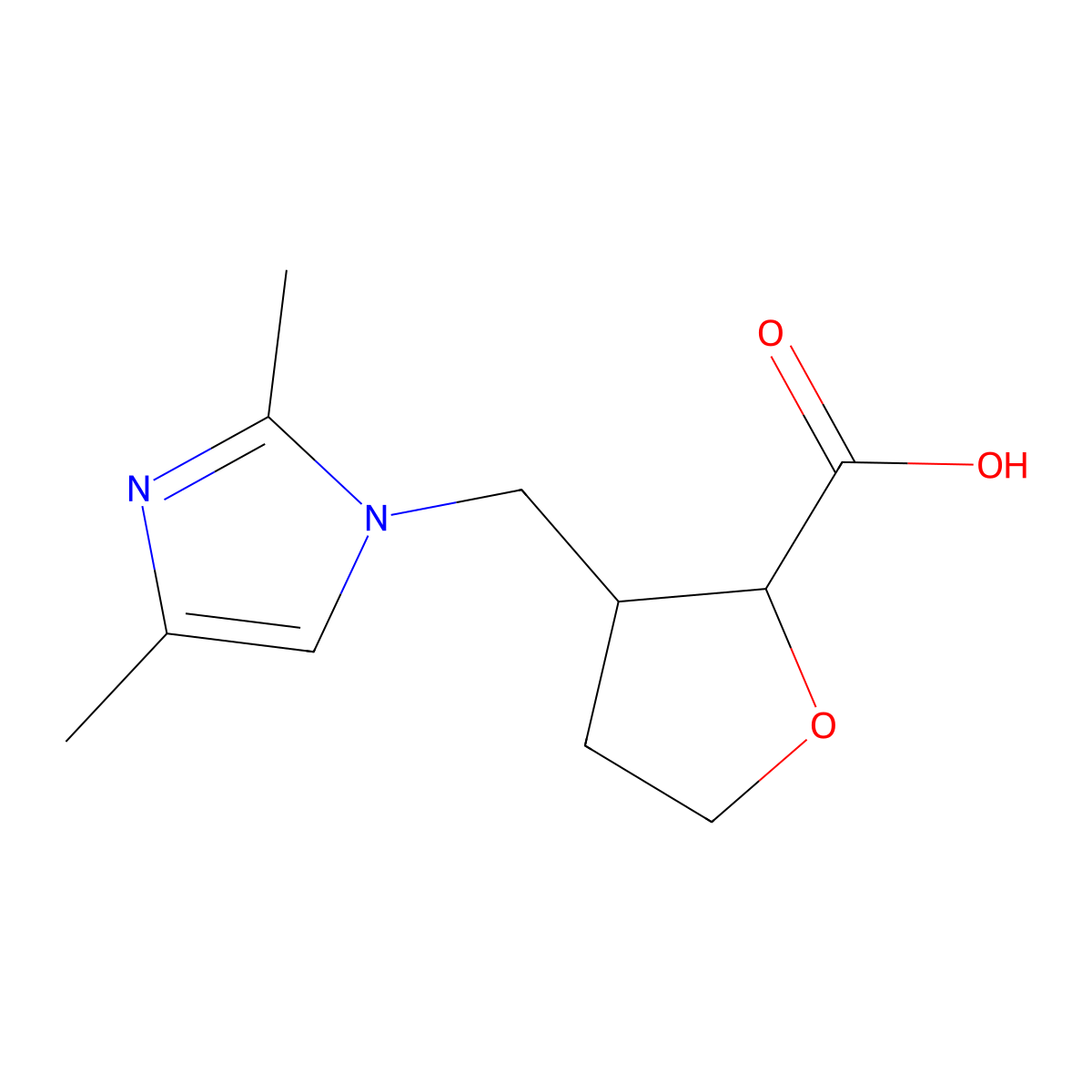 (2R,3S)-3-[(2,4-Dimethyl-1H-imidazol-1-yl)methyl]oxolane-2-carboxylic acid molecular structure, CAS 2059910-07-3