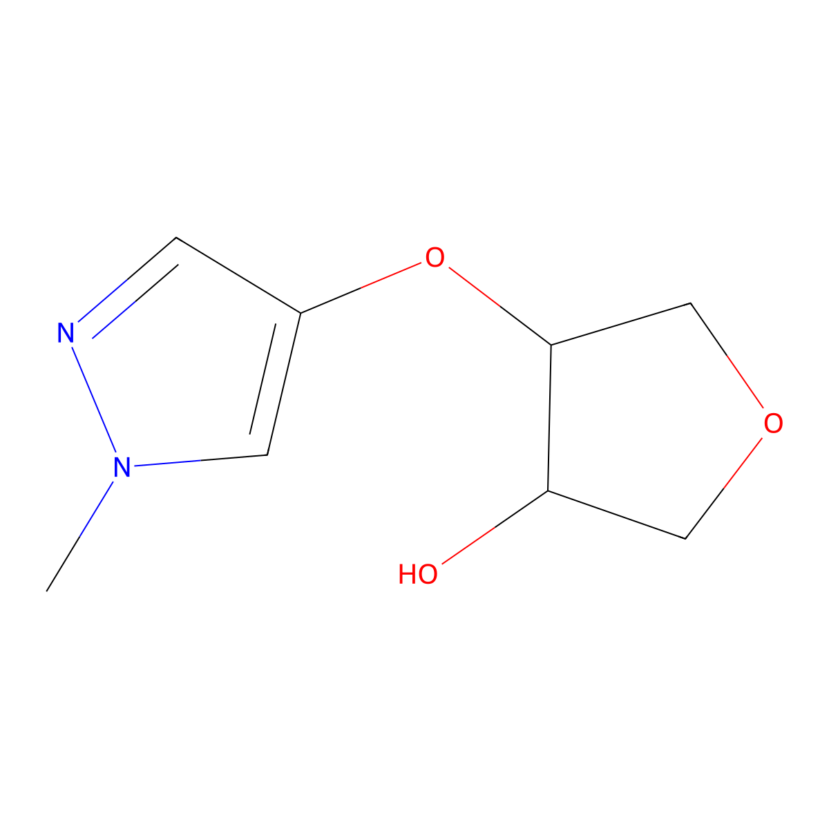 (3R,4R)-4-[(1-Methyl-1H-pyrazol-4-yl)oxy]oxolan-3-ol molecular structure, CAS 2059910-18-6