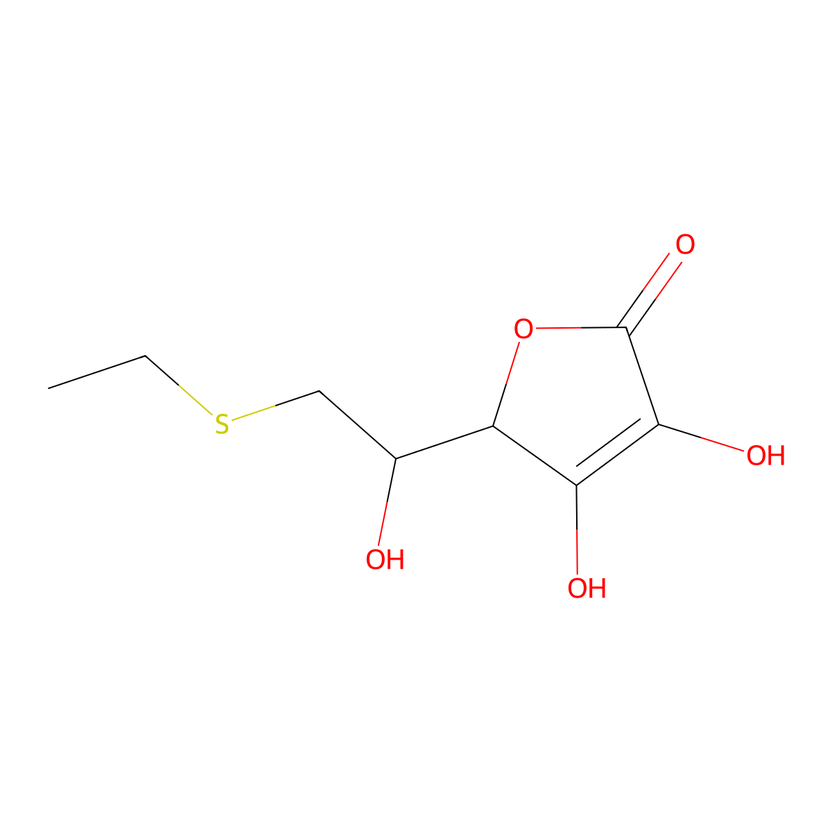 (5R)-5-[(1R)-2-(Ethylsulfanyl)-1-hydroxyethyl]-3,4-dihydroxy-2,5-dihydrofuran-2-one molecular structure, CAS 2059910-33-5