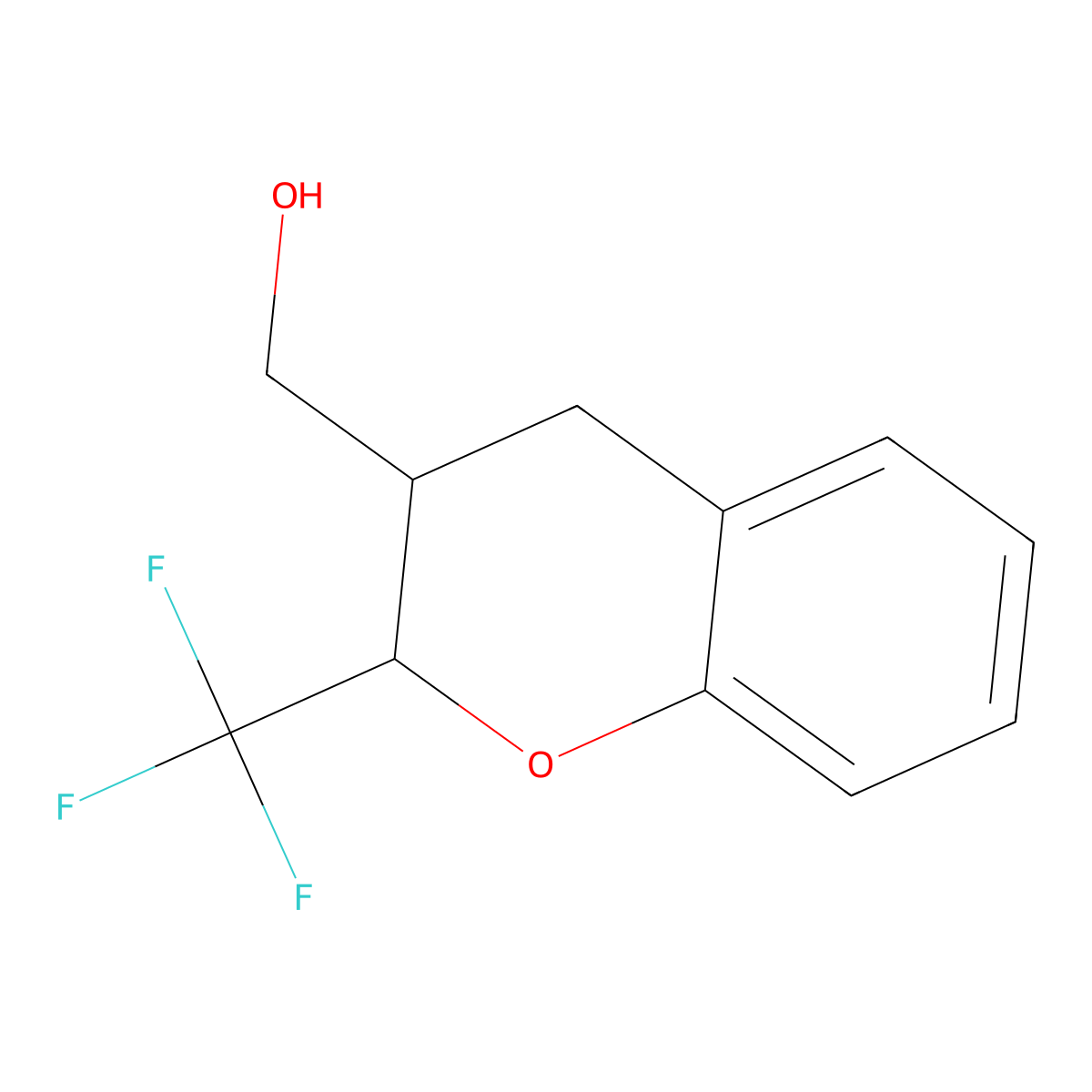 rac-[(2R,3S)-2-(trifluoromethyl)-3,4-dihydro-2H-1-benzopyran-3-yl]methanol, trans molecular structure, CAS 2059910-44-8