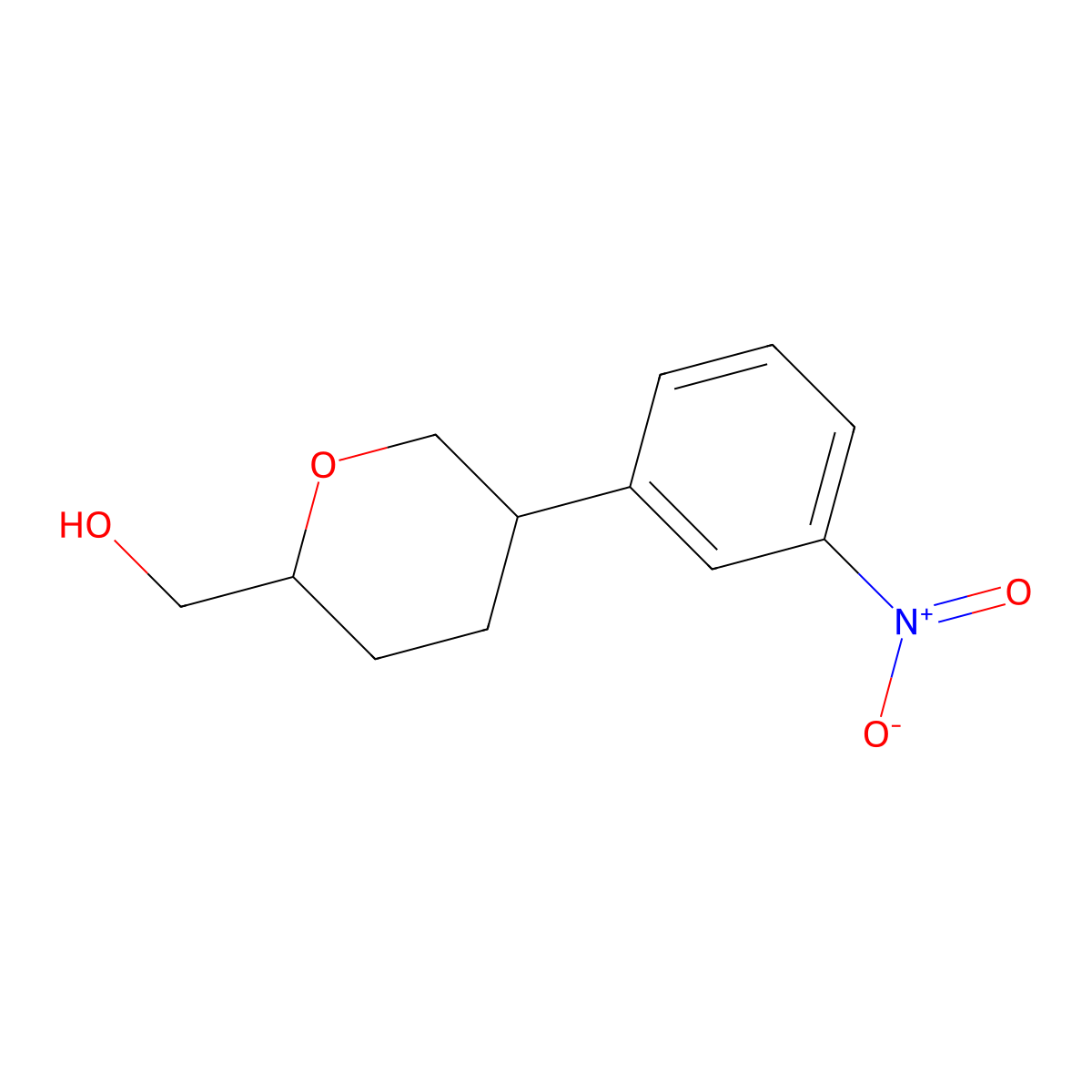 [(2S,5R)-5-(3-Nitrophenyl)oxan-2-yl]methanol molecular structure, CAS 2059910-48-2