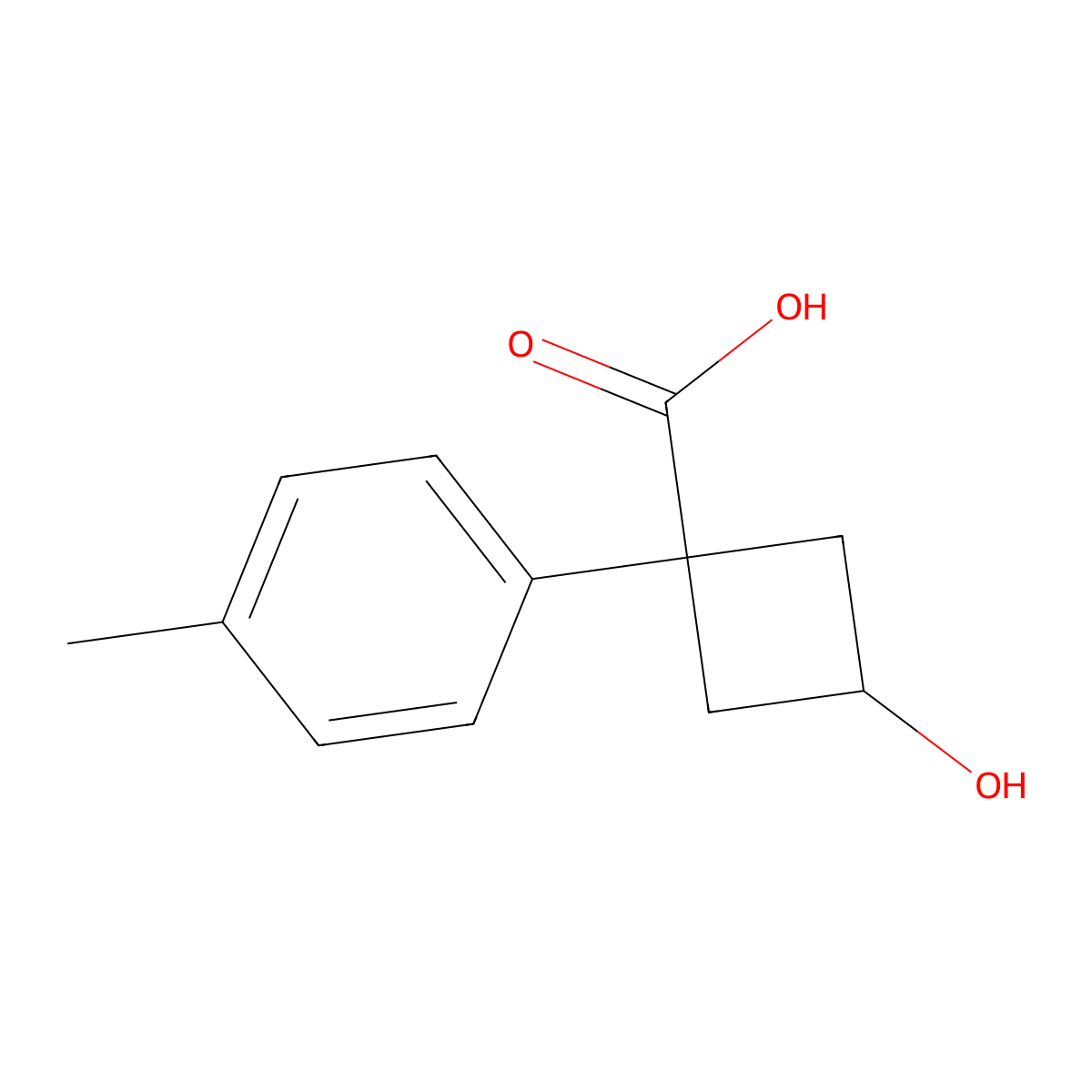 (1S,3s)-3-hydroxy-1-(4-methylphenyl)cyclobutane-1-carboxylic acid molecular structure, CAS 2059910-49-3