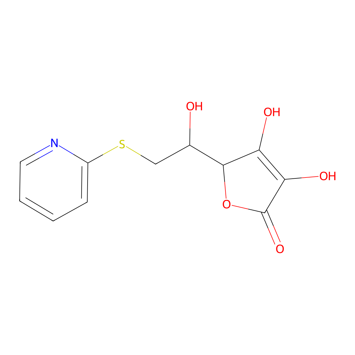 (5R)-3,4-Dihydroxy-5-[(1R)-1-hydroxy-2-(pyridin-2-ylsulfanyl)ethyl]-2,5-dihydrofuran-2-one molecular structure, CAS 2059910-60-8