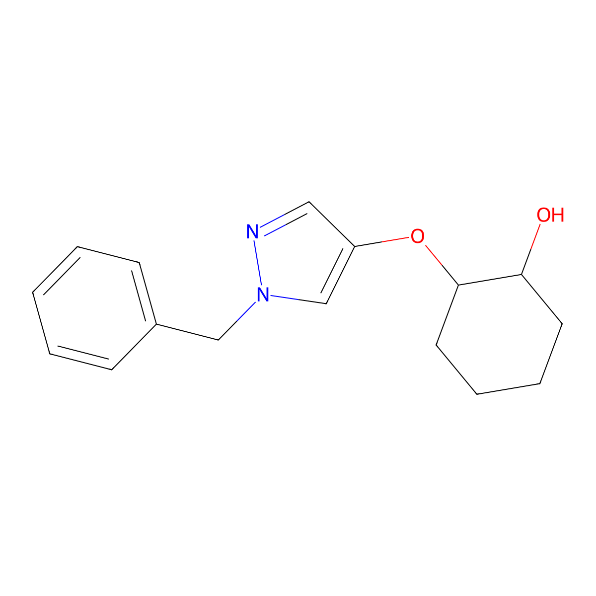 (1R,2R)-2-[(1-Benzyl-1H-pyrazol-4-yl)oxy]cyclohexan-1-ol molecular structure, CAS 2059910-65-3