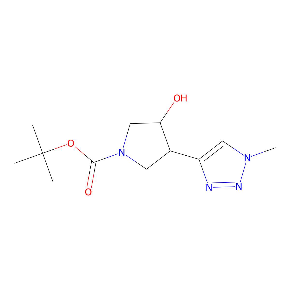 tert-butyl (3S,4S)-3-hydroxy-4-(1-methyl-1H-1,2,3-triazol-4-yl)pyrrolidine-1-carboxylate molecular structure, CAS 2059910-77-7
