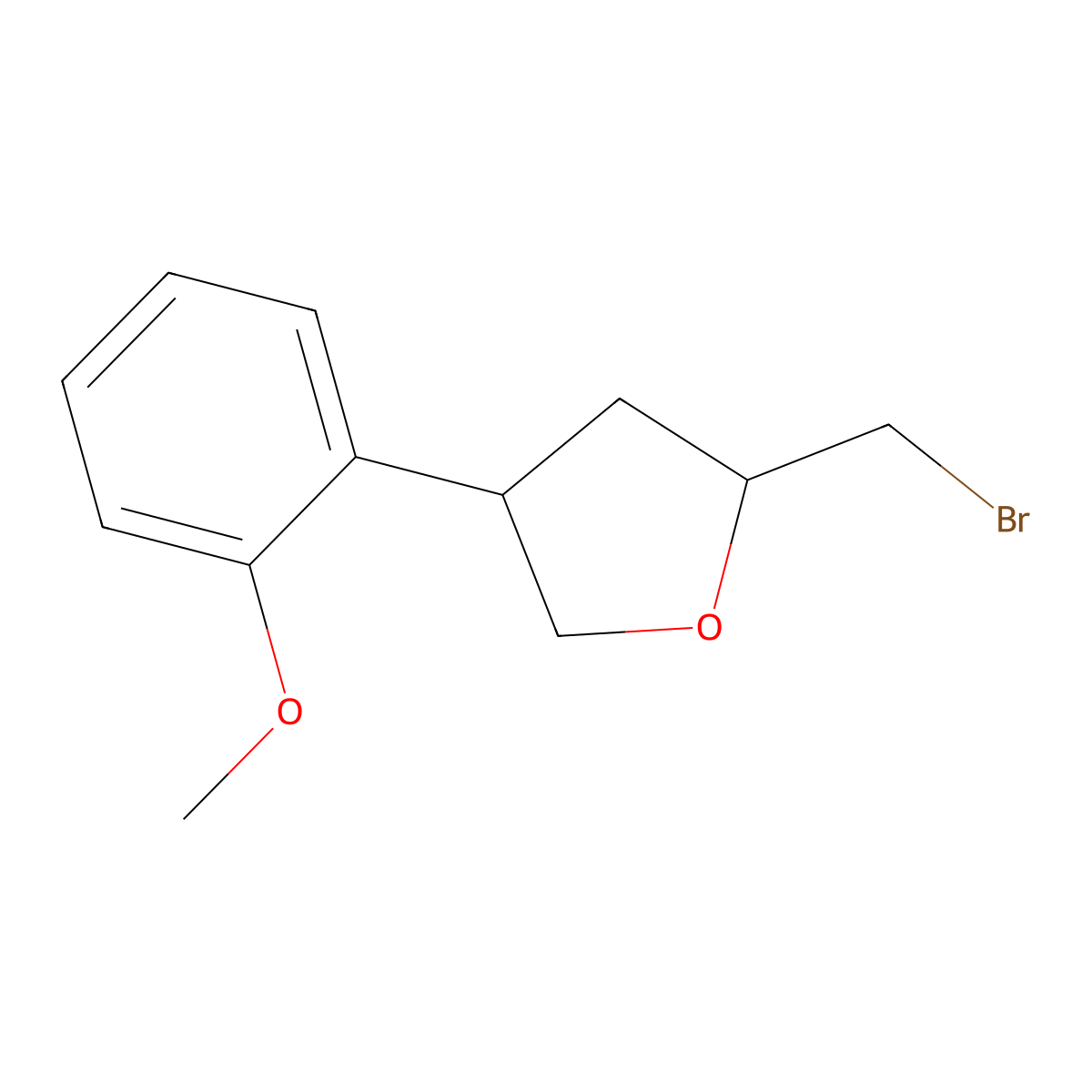 (2S,4R)-2-(Bromomethyl)-4-(2-methoxyphenyl)oxolane molecular structure, CAS 2059910-80-2