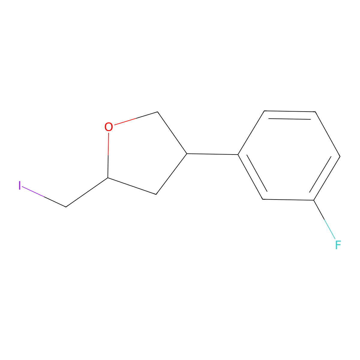 (2R,4R)-4-(3-Fluorophenyl)-2-(iodomethyl)oxolane molecular structure, CAS 2059911-01-0