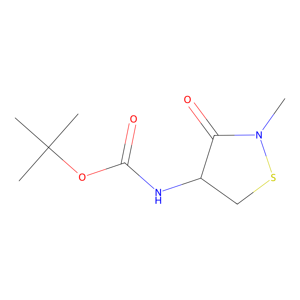 tert-butyl N-[(4R)-2-methyl-3-oxo-1,2-thiazolidin-4-yl]carbamate molecular structure, CAS 2059911-11-2