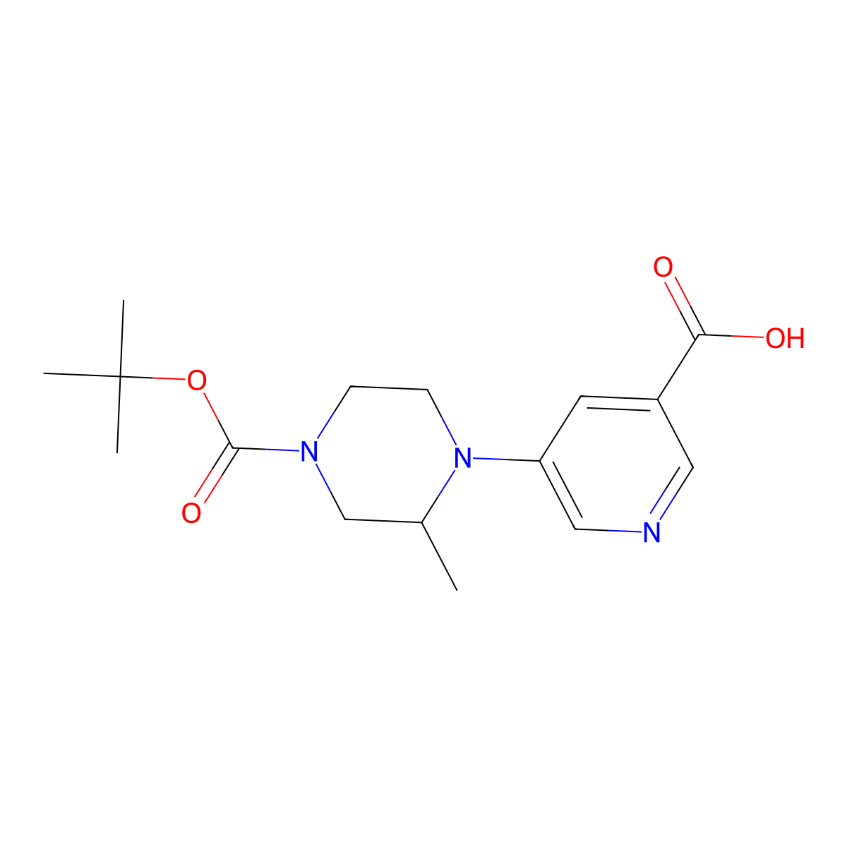 5-[(2S)-4-[(tert-Butoxy)carbonyl]-2-methylpiperazin-1-yl]pyridine-3-carboxylic acid molecular structure, CAS 2059911-18-9