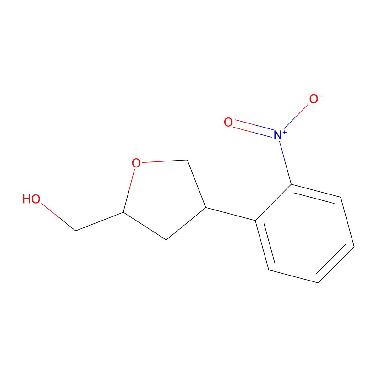[(2R,4R)-4-(2-Nitrophenyl)oxolan-2-yl]methanol molecular structure, CAS 2059911-23-6