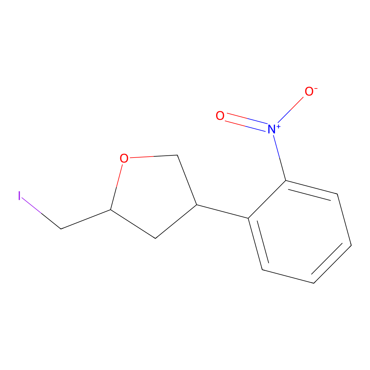 (2R,4R)-2-(Iodomethyl)-4-(2-nitrophenyl)oxolane molecular structure, CAS 2059911-29-2