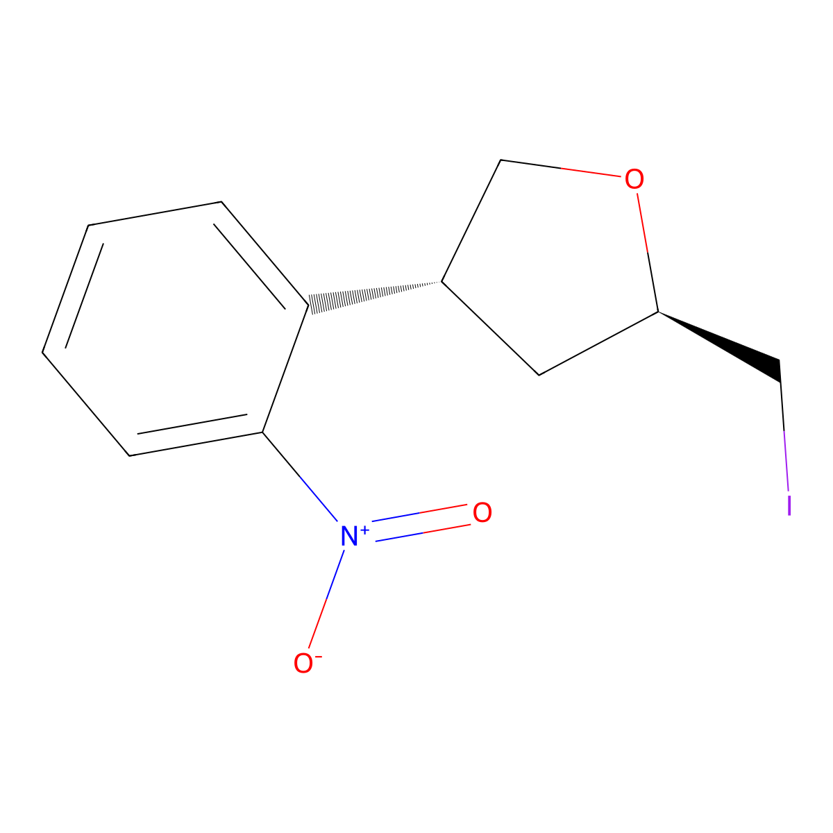 (2R,4R)-2-(Iodomethyl)-4-(2-nitrophenyl)oxolane molecular structure, CAS 2059911-29-2