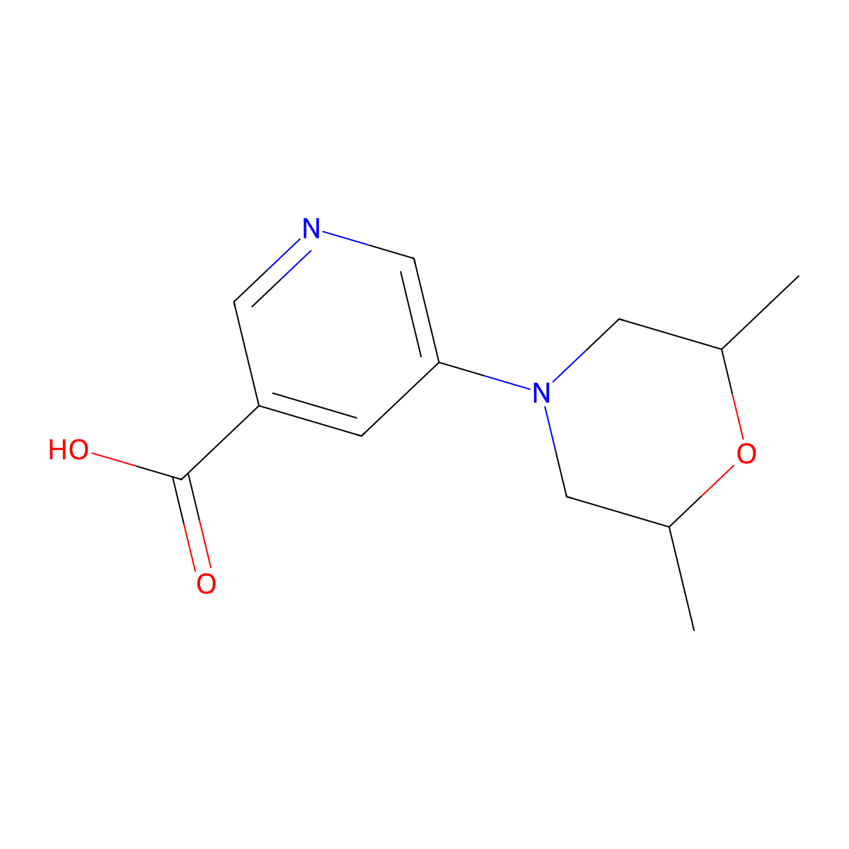 5-[(2R,6S)-2,6-Dimethylmorpholin-4-yl]pyridine-3-carboxylic acid molecular structure, CAS 2059911-30-5