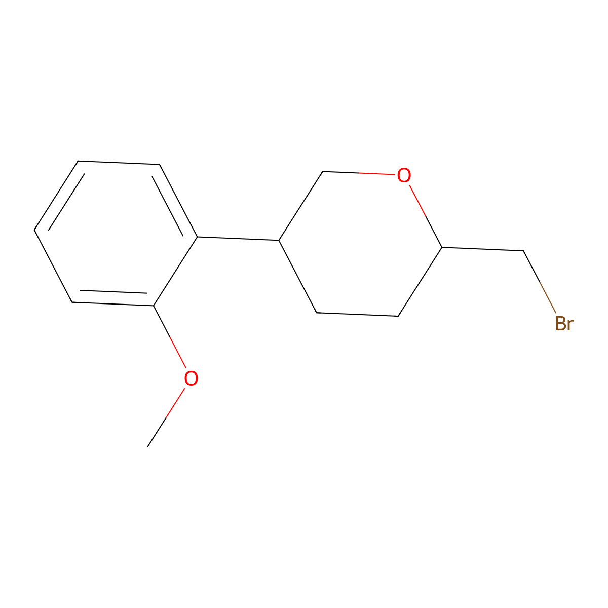 (2S,5R)-2-(Bromomethyl)-5-(2-methoxyphenyl)oxane molecular structure, CAS 2059911-36-1