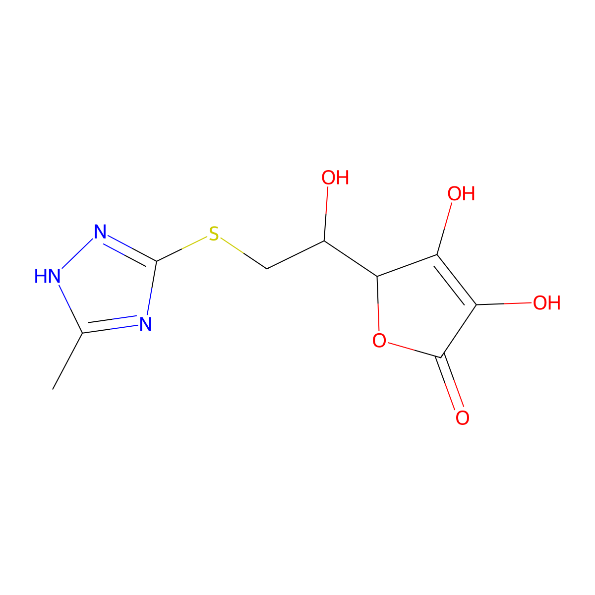(5R)-3,4-Dihydroxy-5-[(1R)-1-hydroxy-2-[(5-methyl-4H-1,2,4-triazol-3-yl)sulfanyl]ethyl]-2,5-dihydrofuran-2-one molecular structure, CAS 2059911-40-7