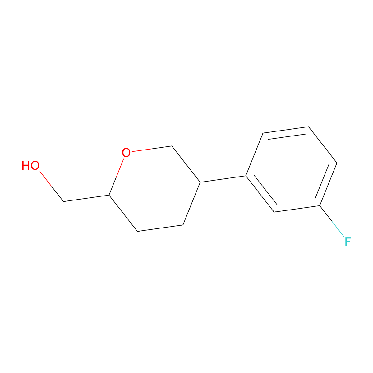 [(2S,5R)-5-(3-Fluorophenyl)oxan-2-yl]methanol molecular structure, CAS 2059911-44-1