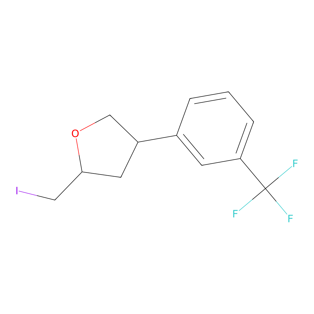 (2R,4R)-2-(Iodomethyl)-4-[3-(trifluoromethyl)phenyl]oxolane molecular structure, CAS 2059911-47-4