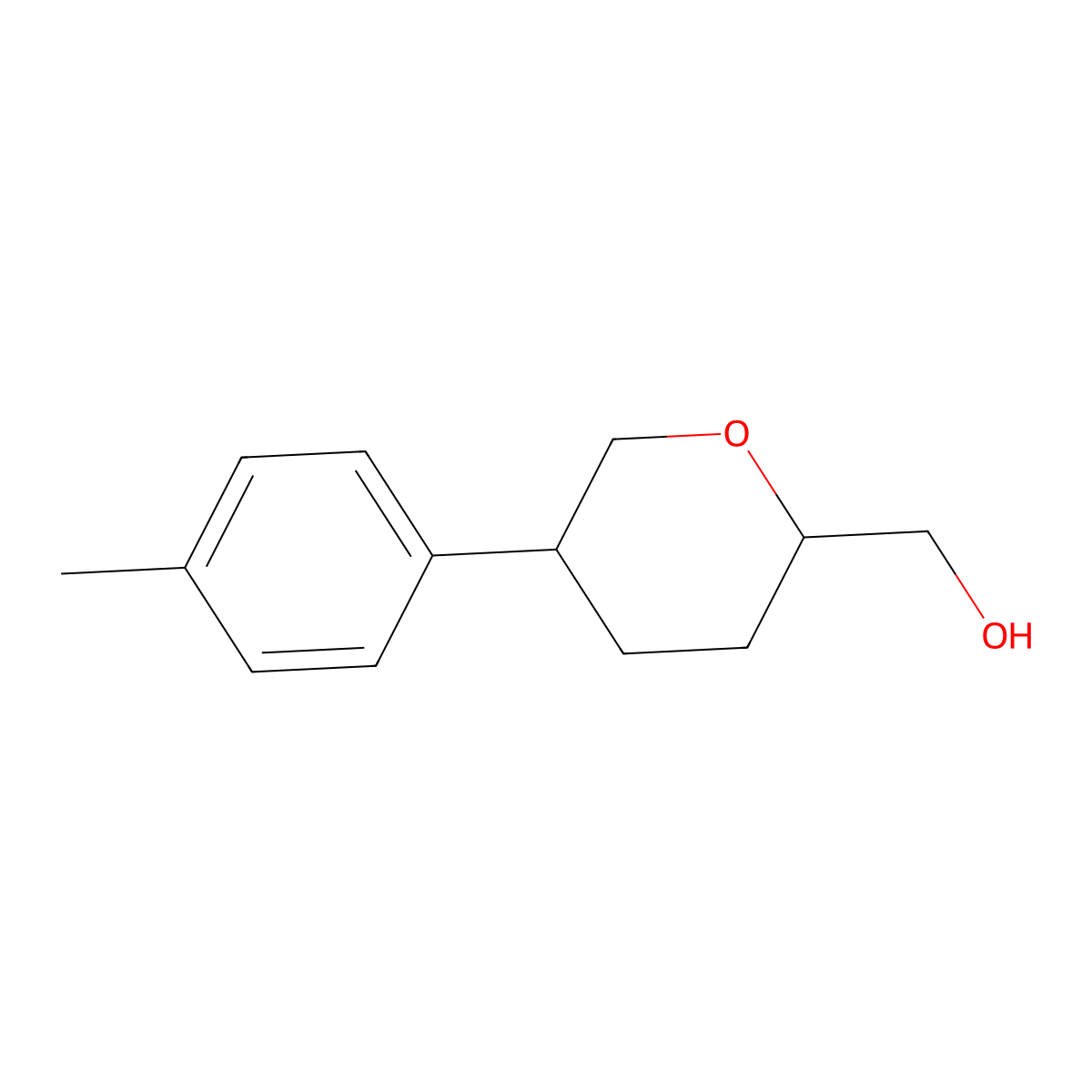 [(2S,5R)-5-(4-Methylphenyl)oxan-2-yl]methanol molecular structure, CAS 2059911-48-5