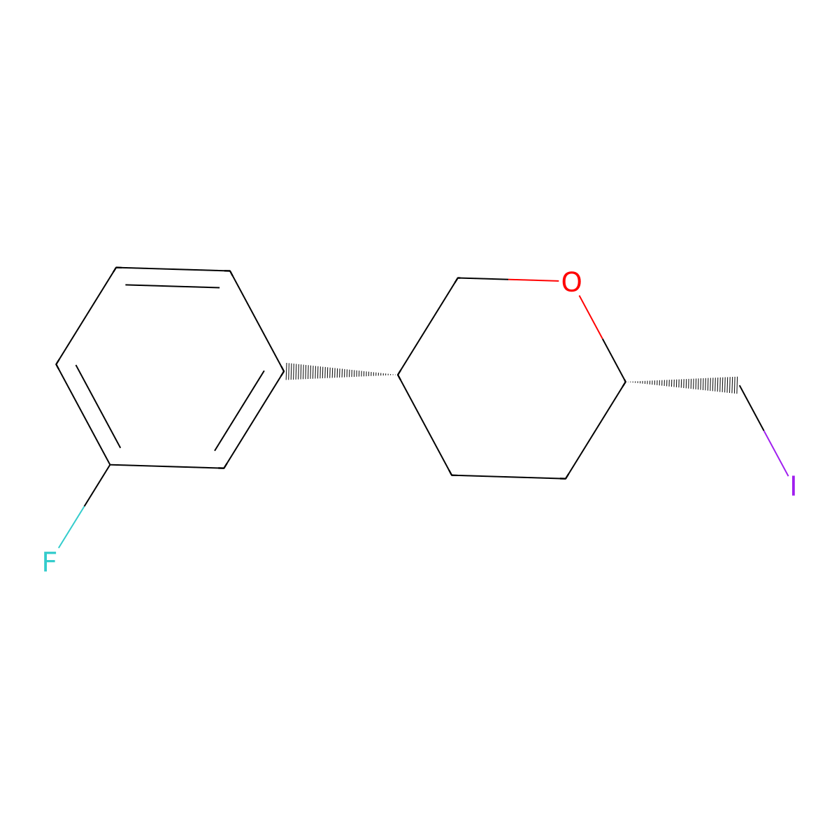 (2S,5R)-5-(3-Fluorophenyl)-2-(iodomethyl)oxane molecular structure, CAS 2059911-50-9