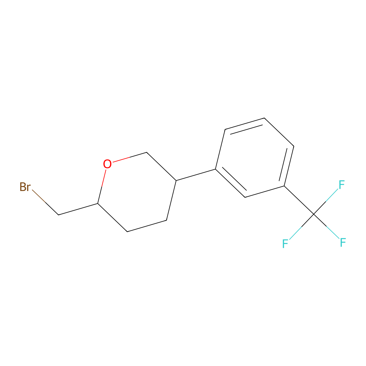 (2S,5R)-2-(Bromomethyl)-5-[3-(trifluoromethyl)phenyl]oxane molecular structure, CAS 2059911-53-2