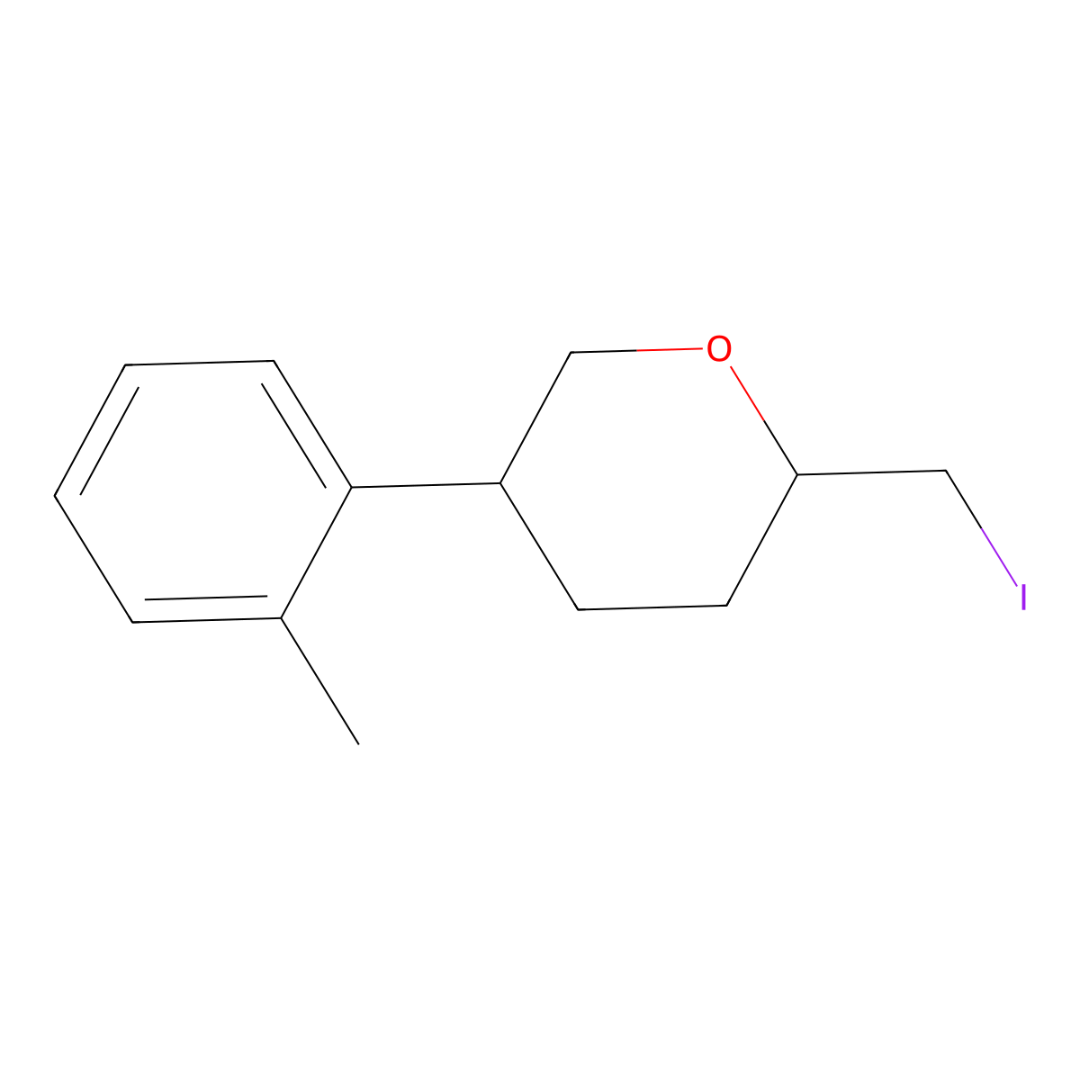 (2S,5R)-2-(Iodomethyl)-5-(2-methylphenyl)oxane molecular structure, CAS 2059911-55-4