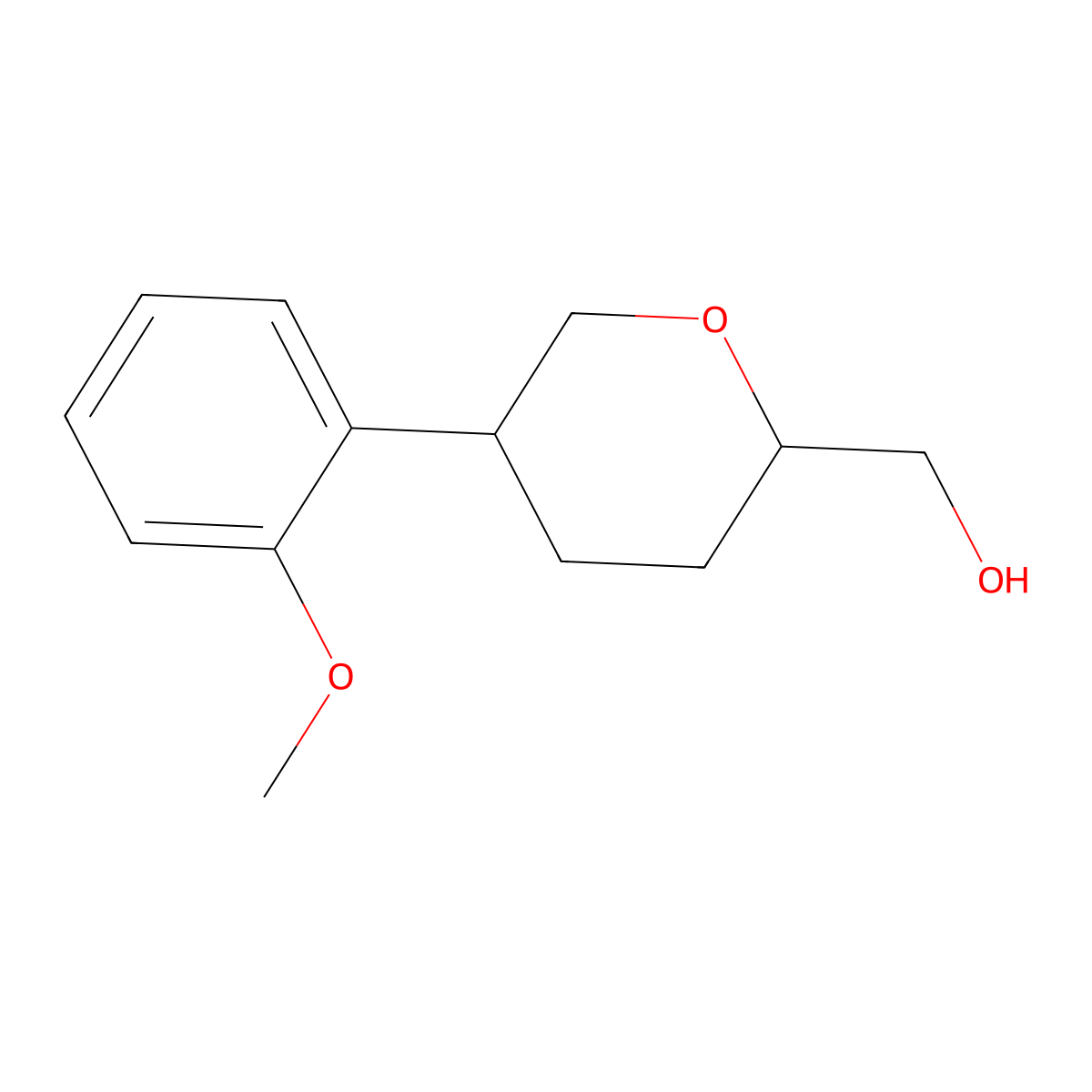 [(2S,5R)-5-(2-Methoxyphenyl)oxan-2-yl]methanol molecular structure, CAS 2059911-66-7