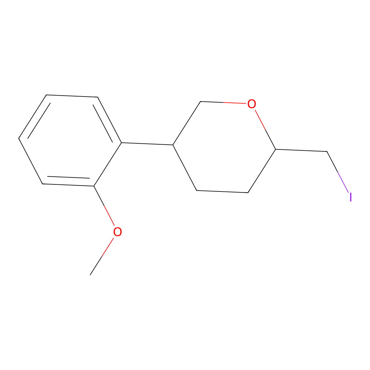 (2S,5R)-2-(Iodomethyl)-5-(2-methoxyphenyl)oxane molecular structure, CAS 2059911-71-4