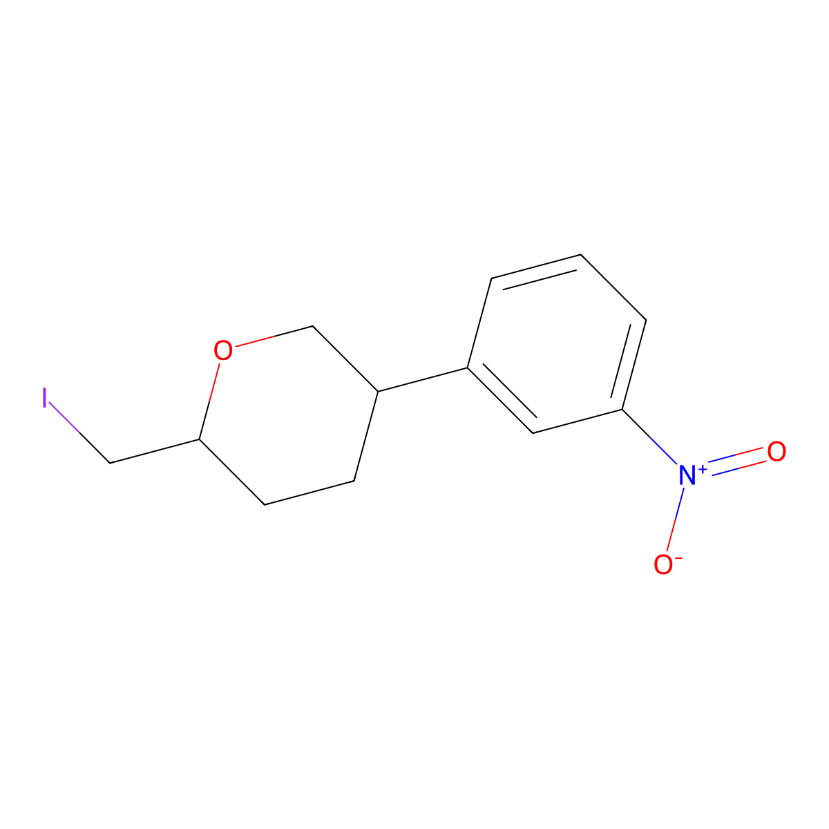 (2S,5R)-2-(Iodomethyl)-5-(3-nitrophenyl)oxane molecular structure, CAS 2059911-73-6
