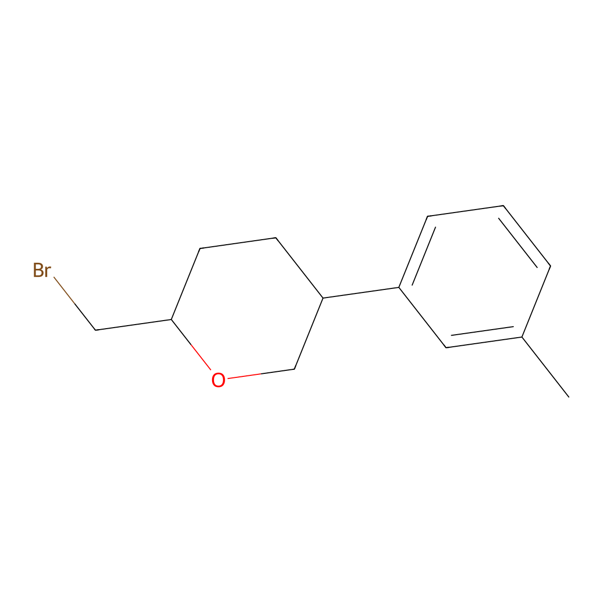 (2S,5R)-2-(Bromomethyl)-5-(3-methylphenyl)oxane molecular structure, CAS 2059911-88-3