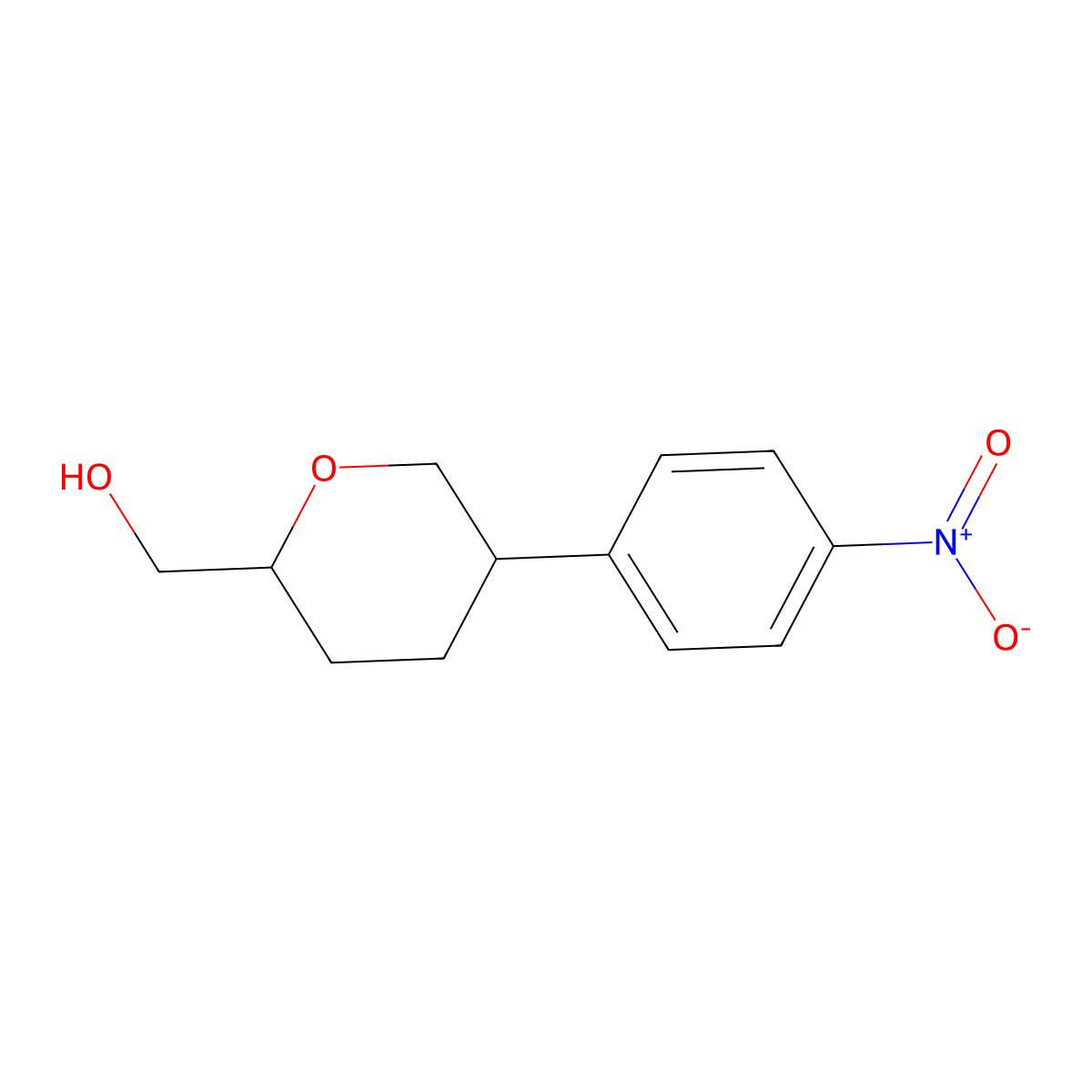 [(2S,5R)-5-(4-Nitrophenyl)oxan-2-yl]methanol molecular structure, CAS 2059911-91-8