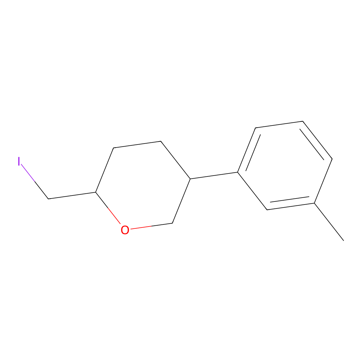 (2S,5R)-2-(Iodomethyl)-5-(3-methylphenyl)oxane molecular structure, CAS 2059911-98-5