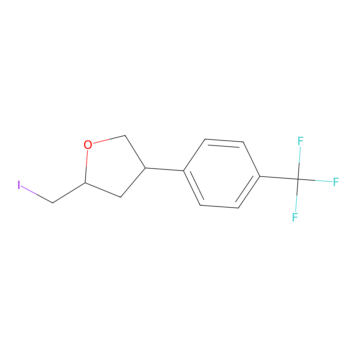 (2S,4R)-2-(Iodomethyl)-4-[4-(trifluoromethyl)phenyl]oxolane molecular structure, CAS 2059912-23-9