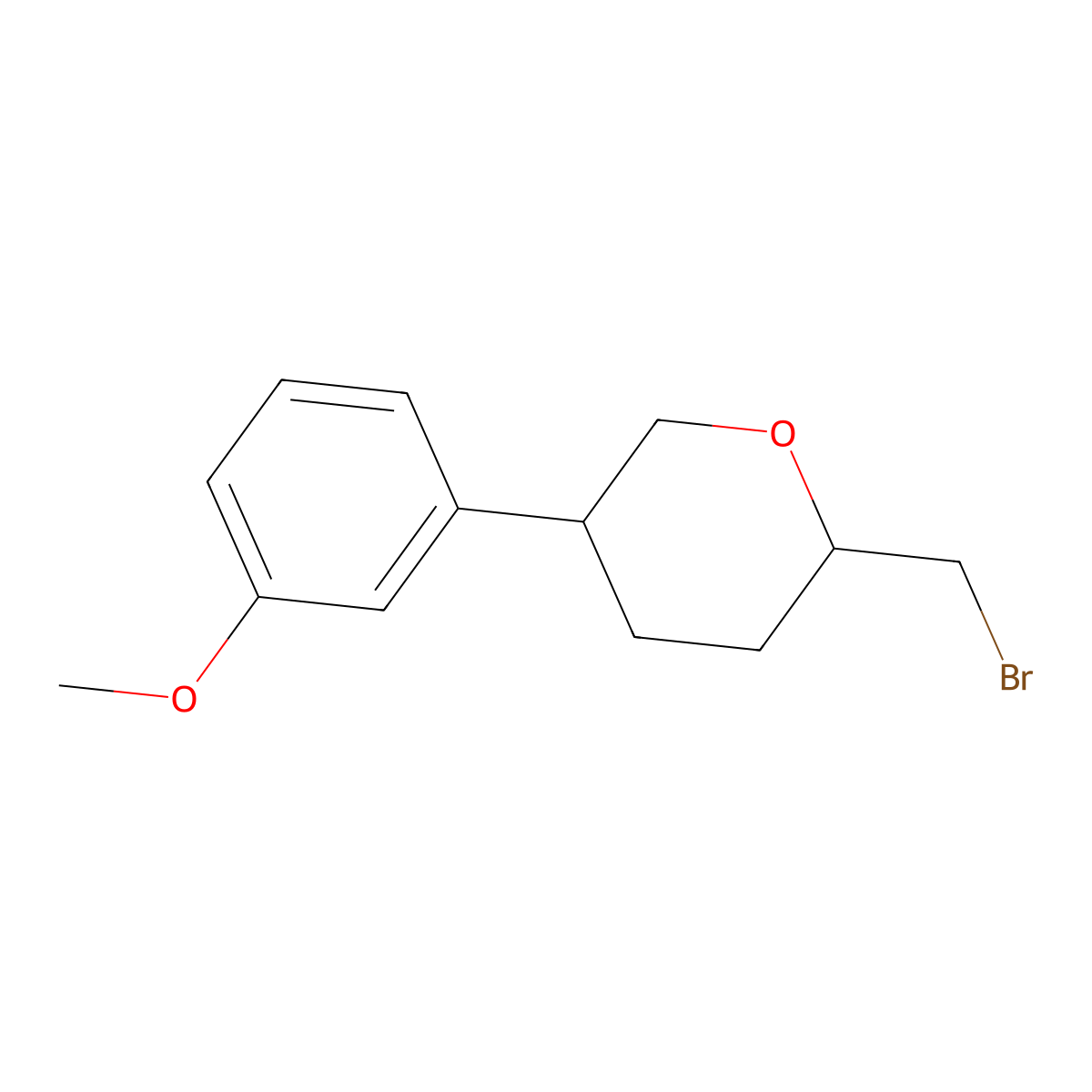 (2S,5R)-2-(Bromomethyl)-5-(3-methoxyphenyl)oxane molecular structure, CAS 2059912-53-5