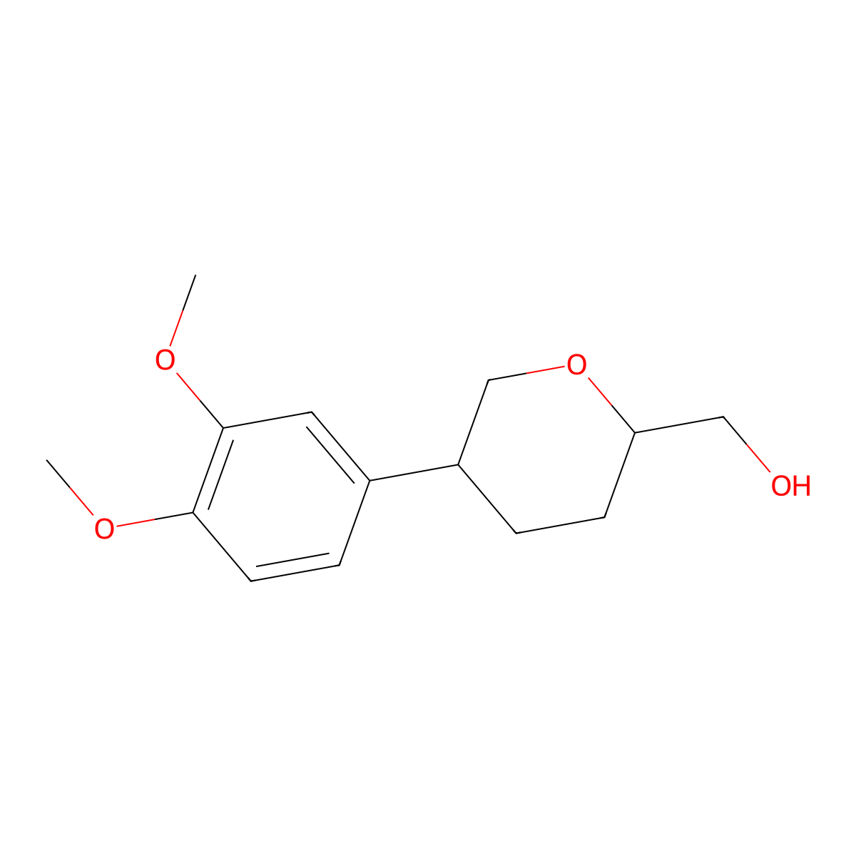 [(2S,5R)-5-(3,4-Dimethoxyphenyl)oxan-2-yl]methanol molecular structure, CAS 2059912-67-1