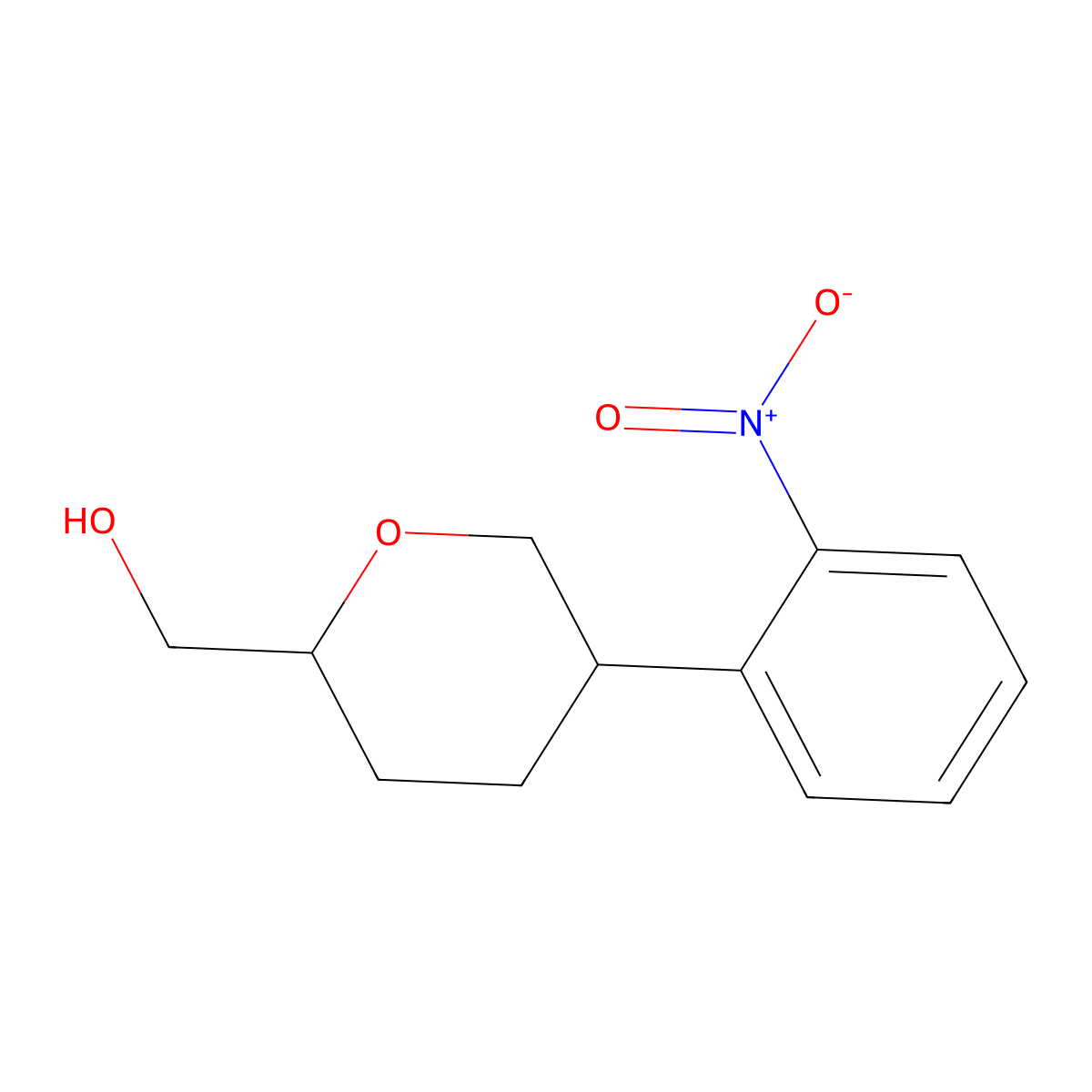 [(2S,5R)-5-(2-Nitrophenyl)oxan-2-yl]methanol molecular structure, CAS 2059913-63-0