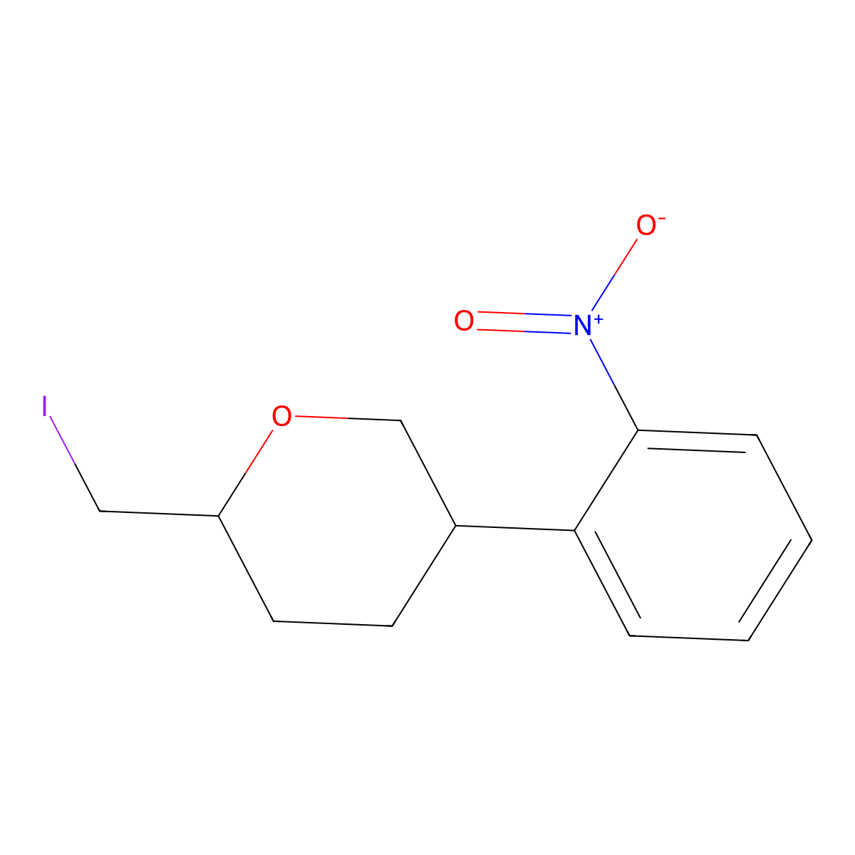 (2S,5R)-2-(Iodomethyl)-5-(2-nitrophenyl)oxane molecular structure, CAS 2059913-69-6