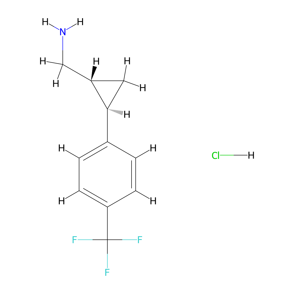 [(1R,2R)-2-[4-(trifluoromethyl)phenyl]cyclopropyl]methanamine hydrochloride molecular structure, CAS 2059913-91-4