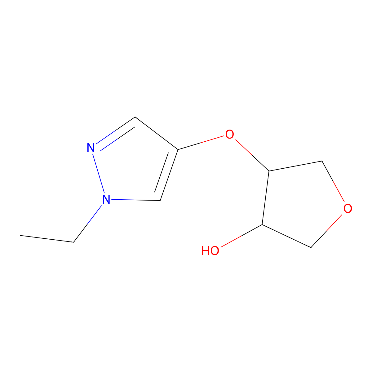 (3R,4R)-4-[(1-Ethyl-1H-pyrazol-4-yl)oxy]oxolan-3-ol molecular structure, CAS 2059914-28-0