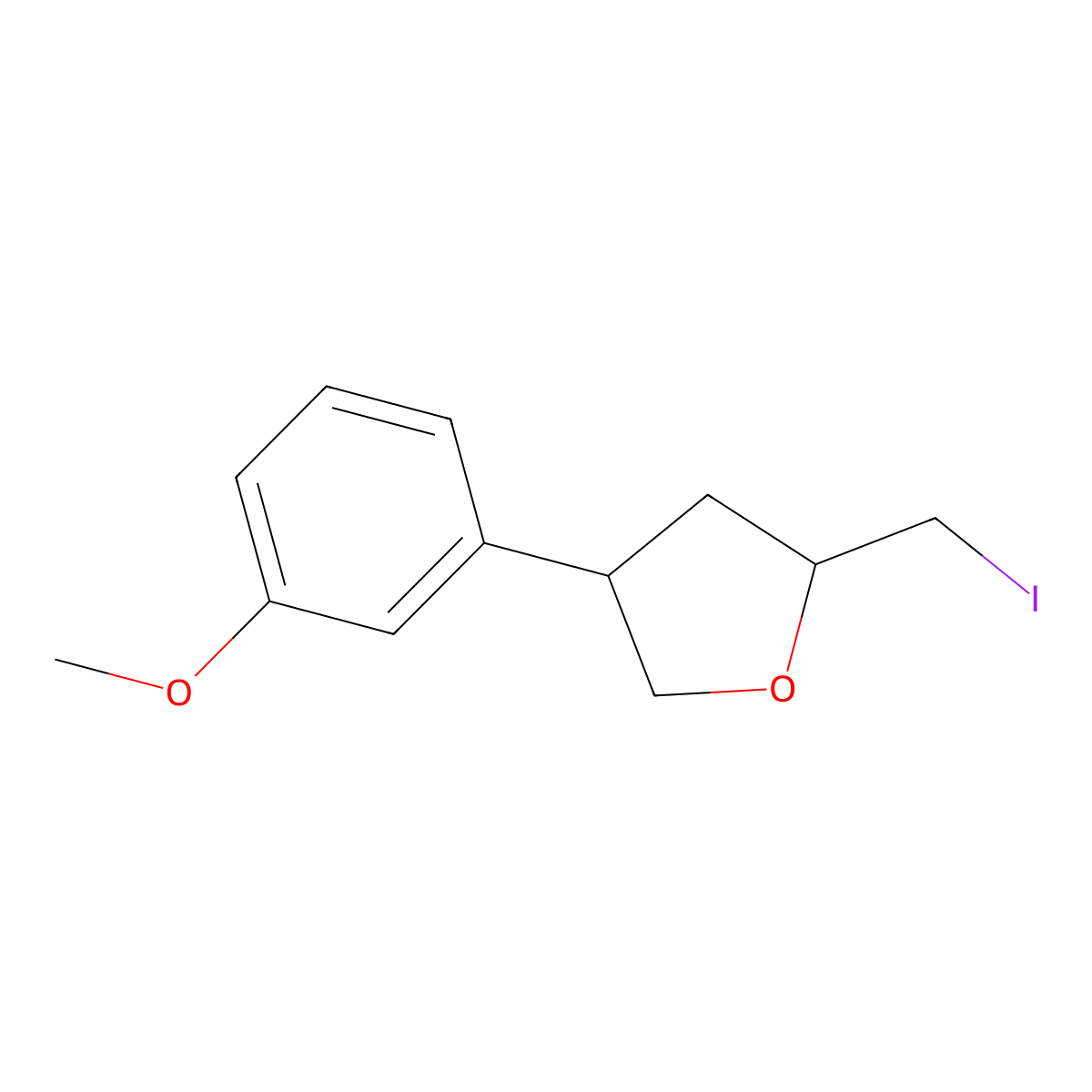 (2S,4R)-2-(Iodomethyl)-4-(3-methoxyphenyl)oxolane molecular structure, CAS 2059914-58-6