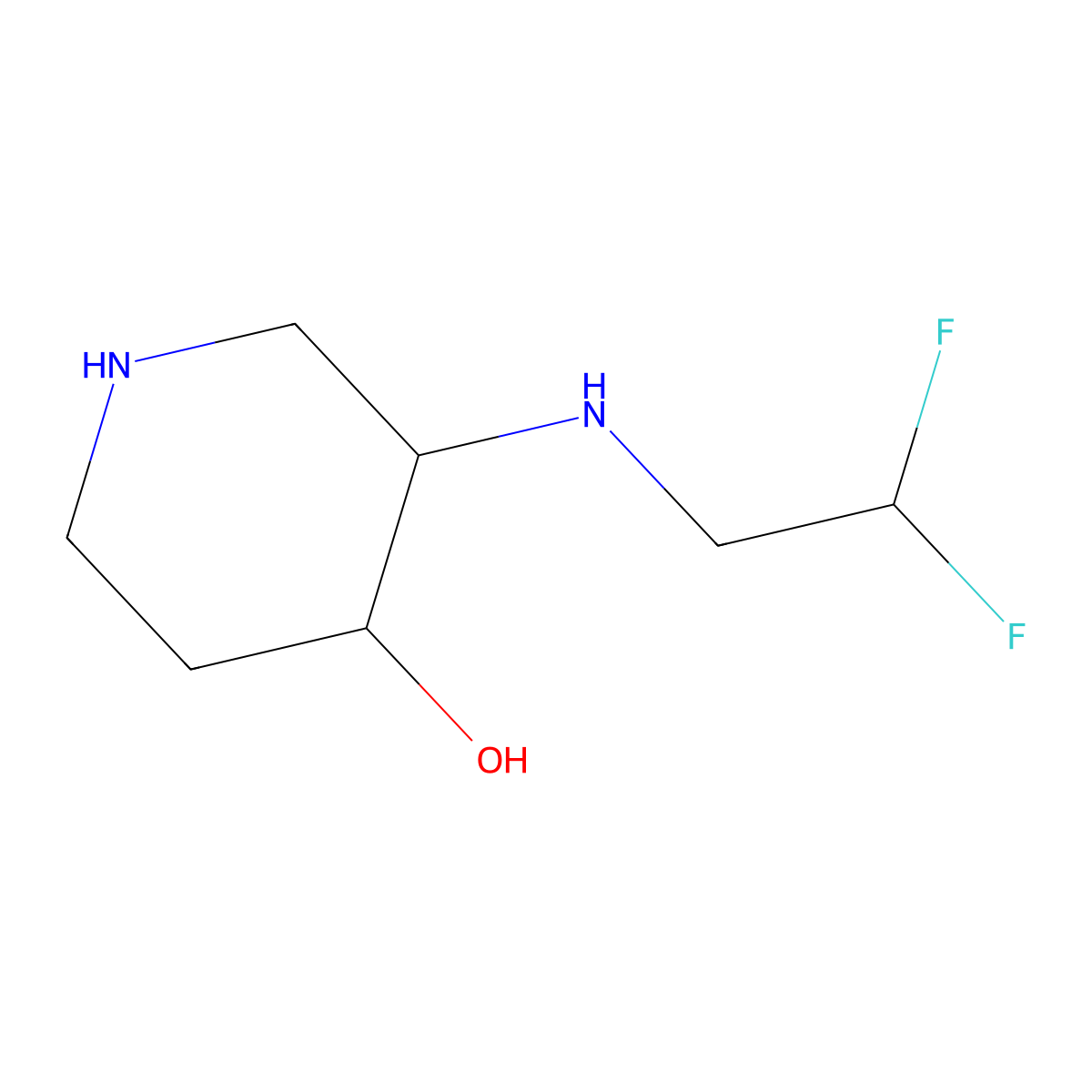 (3S,4S)-3-[(2,2-Difluoroethyl)amino]piperidin-4-ol molecular structure, CAS 2059914-76-8