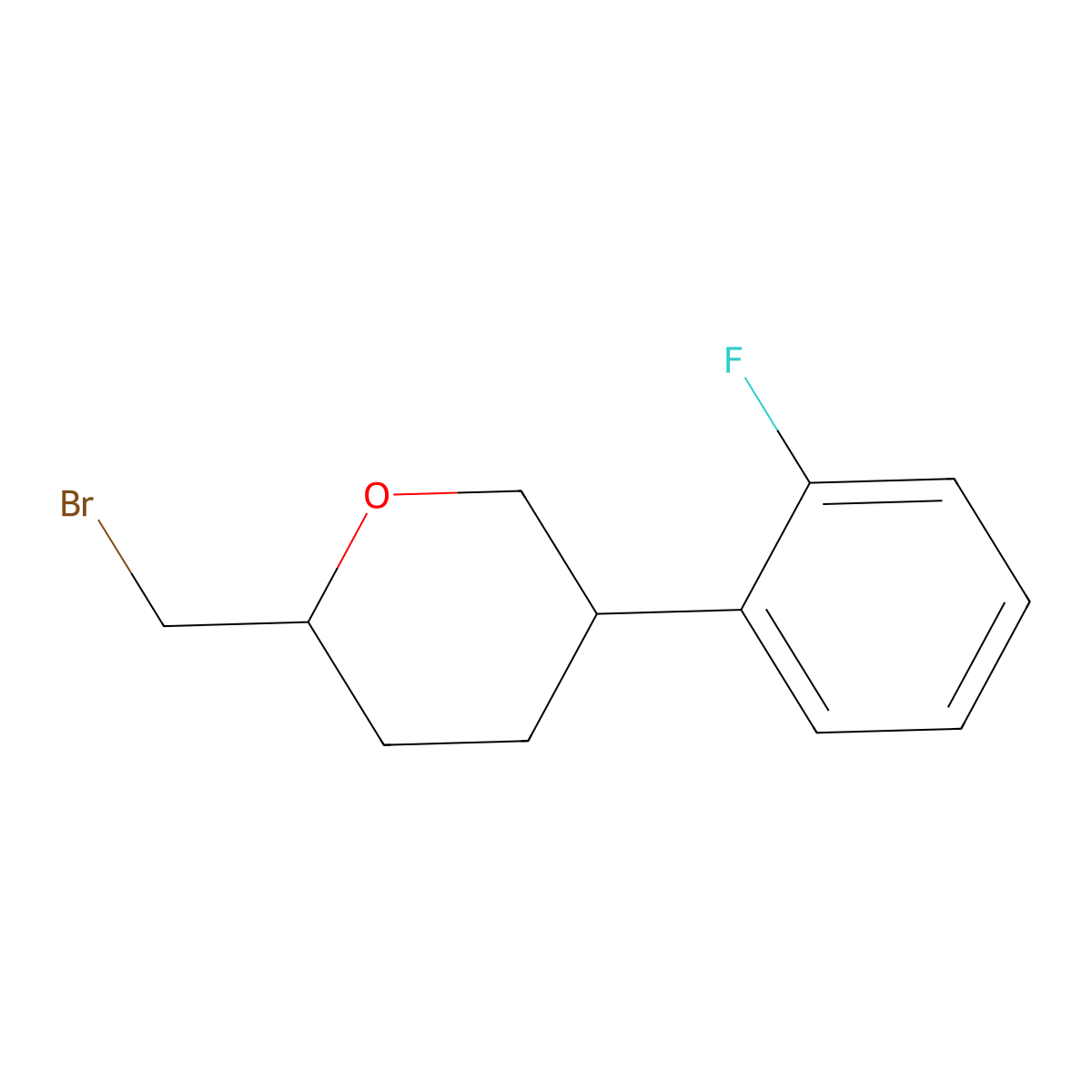 (2S,5R)-2-(Bromomethyl)-5-(2-fluorophenyl)oxane molecular structure, CAS 2059914-82-6