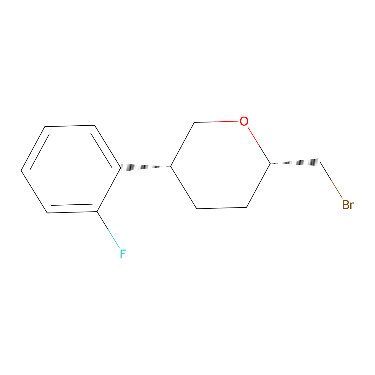 (2S,5R)-2-(Bromomethyl)-5-(2-fluorophenyl)oxane molecular structure, CAS 2059914-82-6