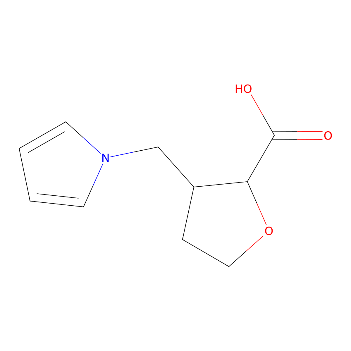 Rac-(2R,3R)-3-[(1H-pyrrol-1-yl)methyl]oxolane-2-carboxylic acid molecular structure, CAS 2059914-88-2