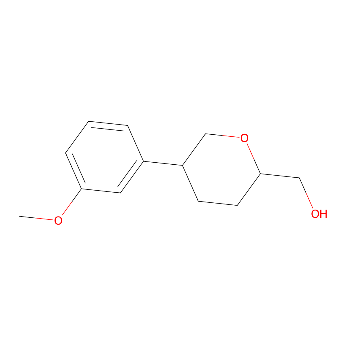 [(2S,5R)-5-(3-Methoxyphenyl)oxan-2-yl]methanol molecular structure, CAS 2059914-89-3