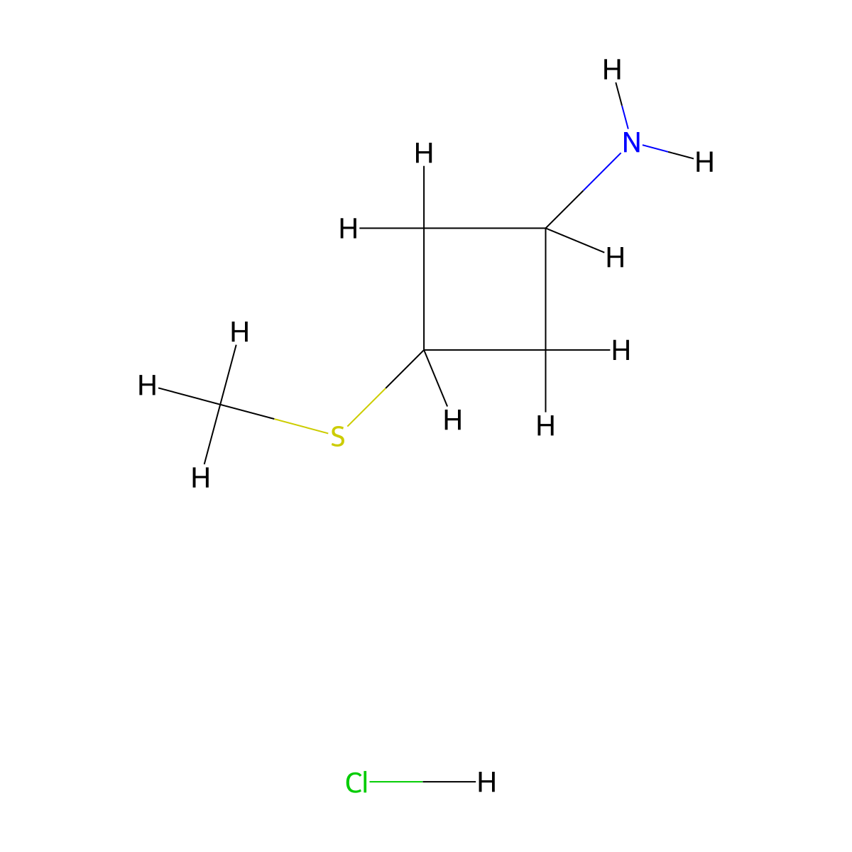 3-(Methylsulfanyl)cyclobutan-1-amine hydrochloride molecular structure, CAS 2059915-02-3