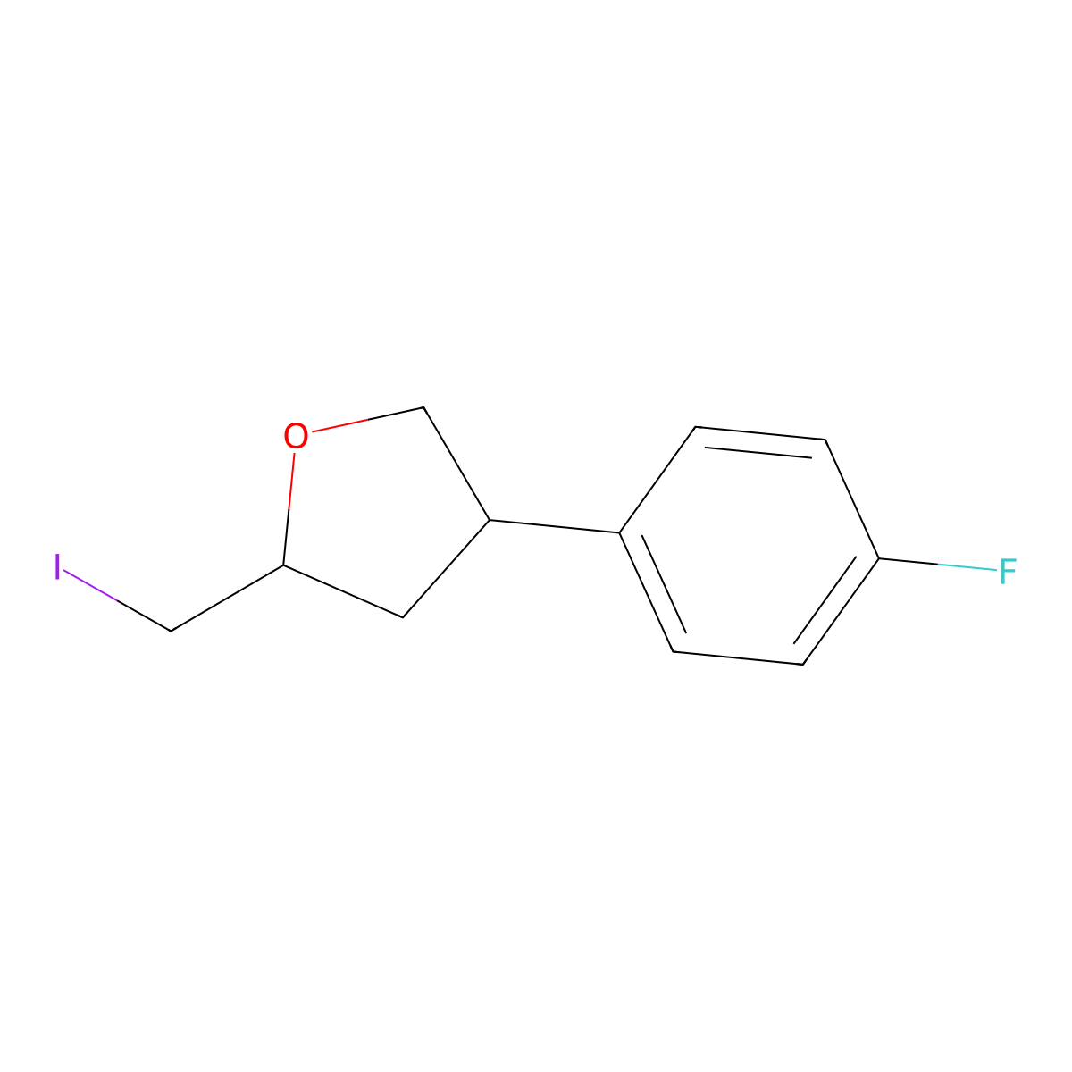 (2R,4R)-4-(4-Fluorophenyl)-2-(iodomethyl)oxolane molecular structure, CAS 2059915-22-7