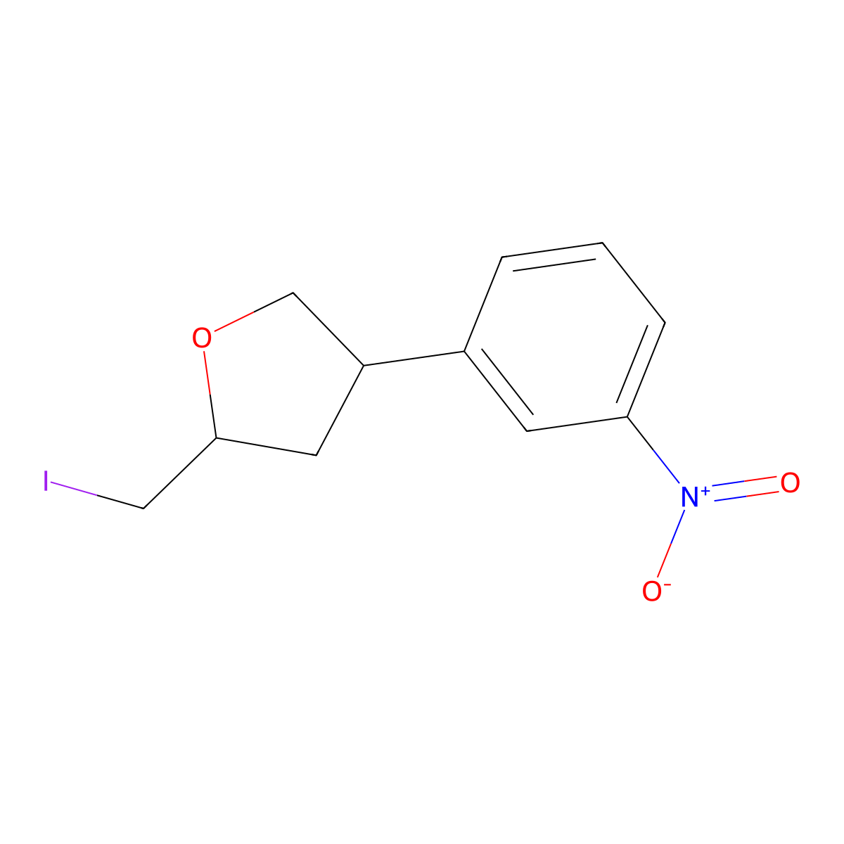 (2S,4R)-2-(Iodomethyl)-4-(3-nitrophenyl)oxolane molecular structure, CAS 2059915-29-4